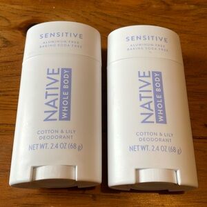 Lot of 2 Native Deodorant sensitive Lilac & White Tea scent 2.4 oz each